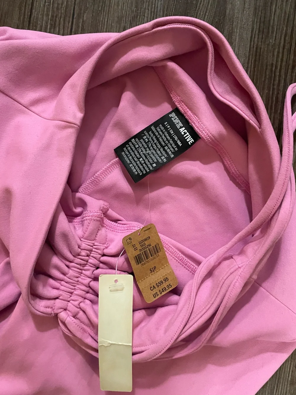 PINK Victoria's Secret Light Pink Ruched Front Leggings. Size S. NWT. - Picture 3 of 3